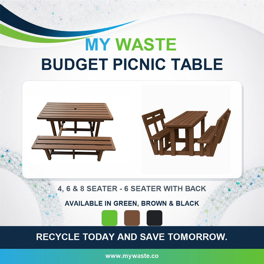 MYWASTE Budget Picnic Table recycled plastic product range