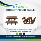 MYWASTE Budget Picnic Table recycled plastic product range