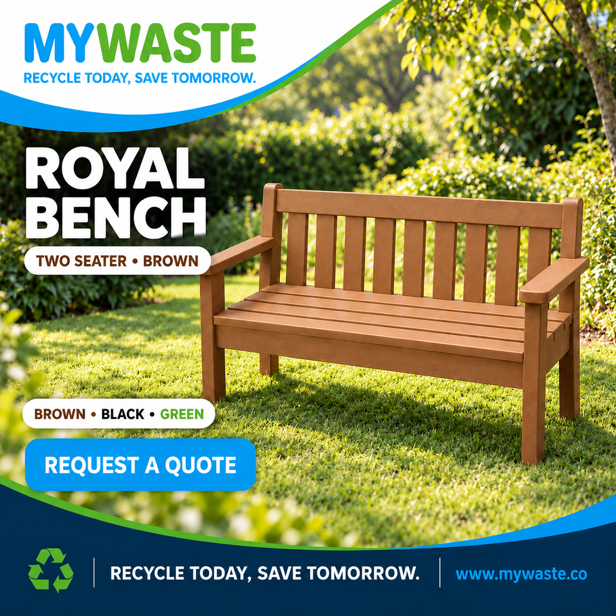 MYWASTE Royal Bench Two Seater Brown branded product card
