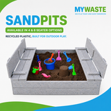 MYWASTE recycled-plastic sandpits available in 4 and 8 seater options