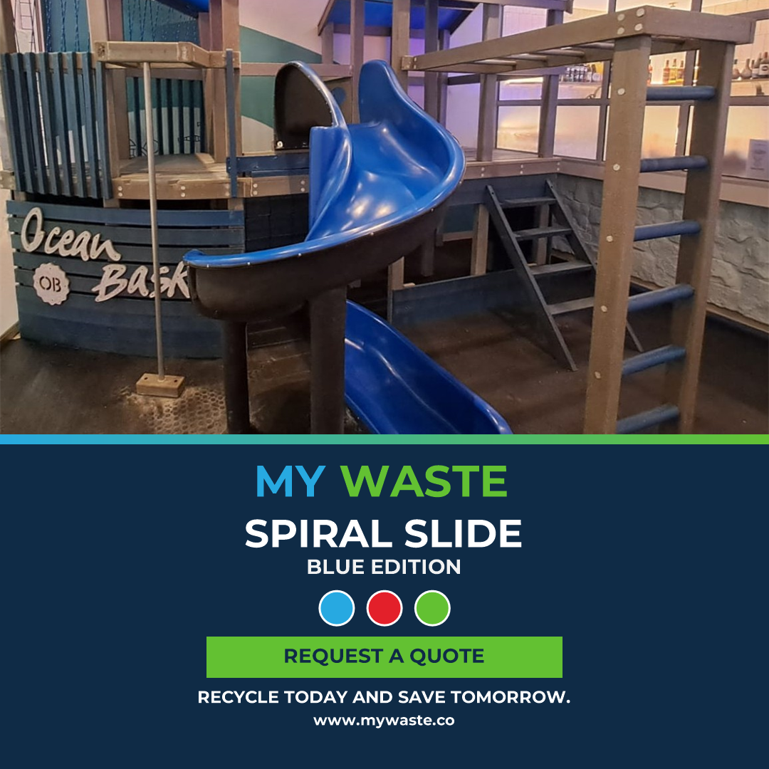 MYWASTE Spiral Slide blue variant - whatsapp marketing artwork