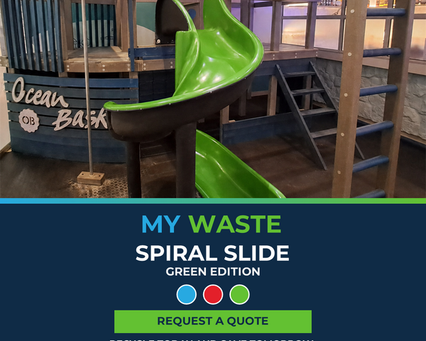 MYWASTE Spiral Slide green variant - whatsapp marketing artwork