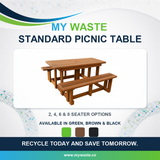 MYWASTE Standard Picnic Table recycled plastic product range